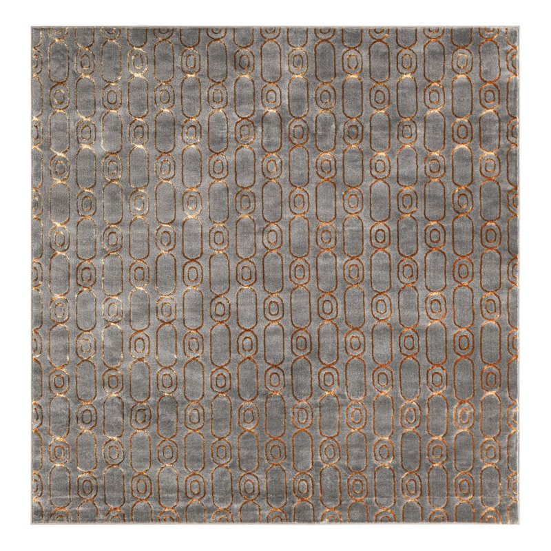Latitude Run® Column Nikica Rug Gray and Gold, Square 7'10"