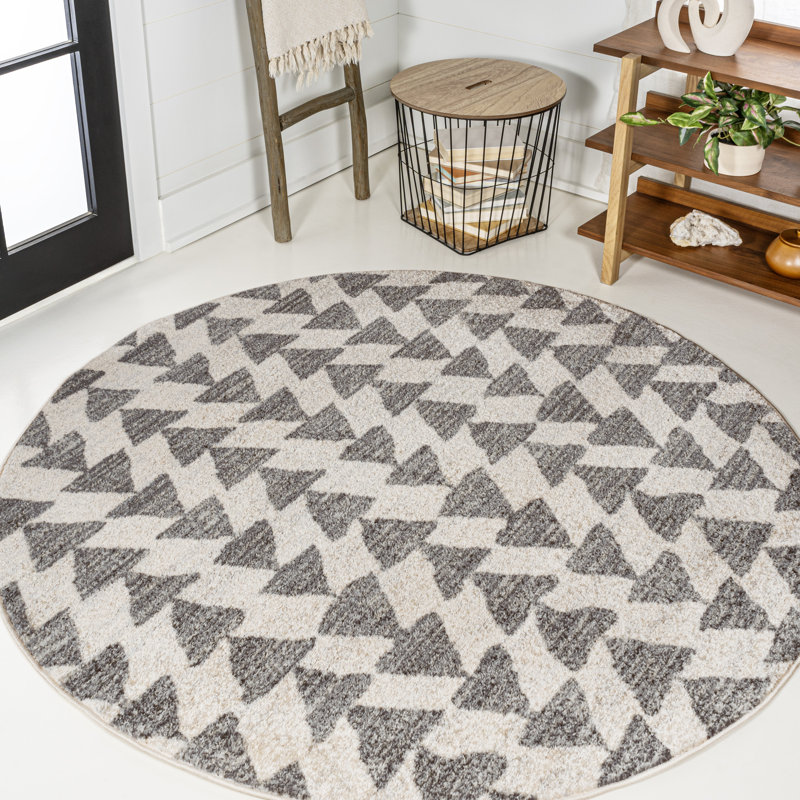 Tapis crème / gris Taos, Rond 7 pi 10 po