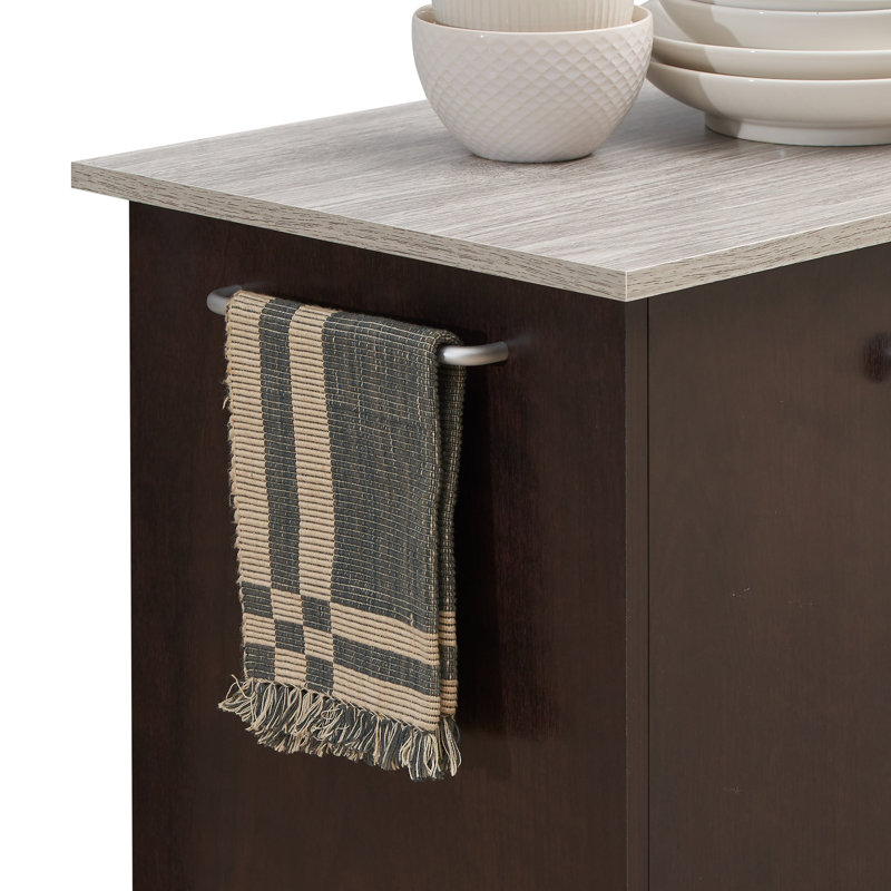 Alberto Wood Kitchen Cart, Chocolate/Gray