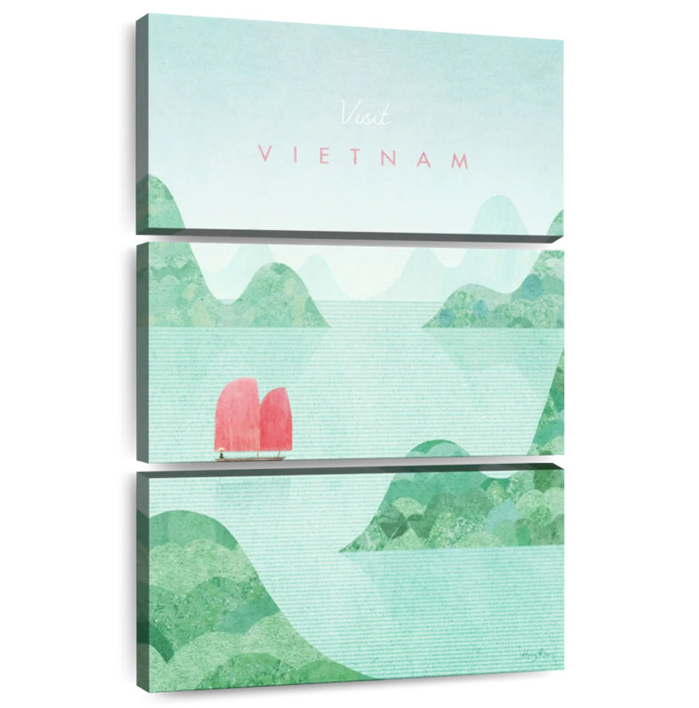 Affiche de voyage rétro du Vietnam, 45" H x 28" W