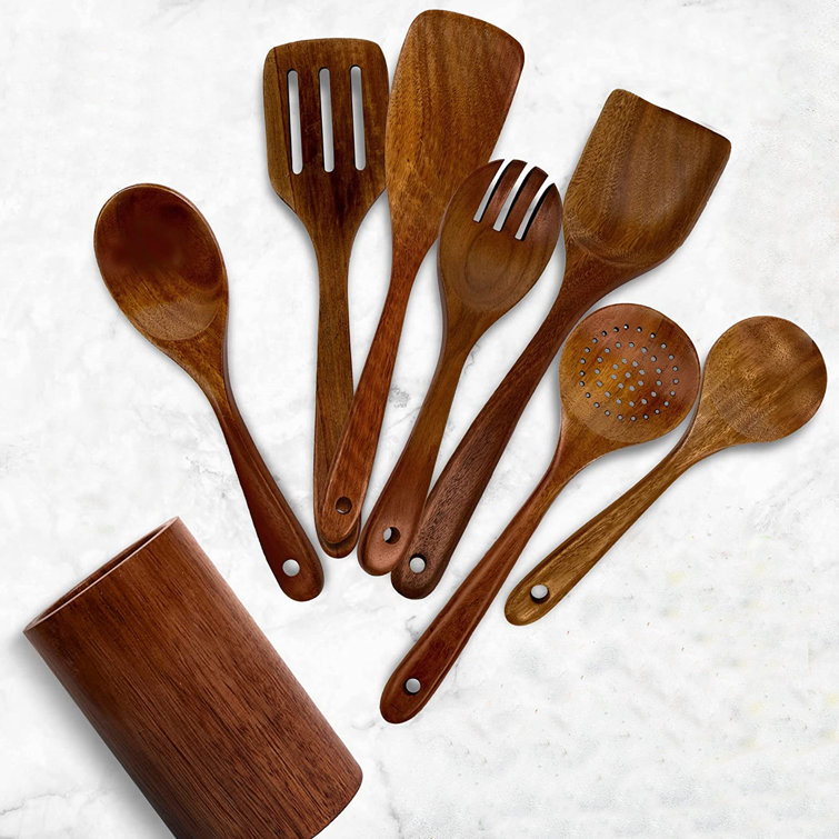 9 PCS Wooden Spoons For Cooking, Wooden Utensils For Cooking With
