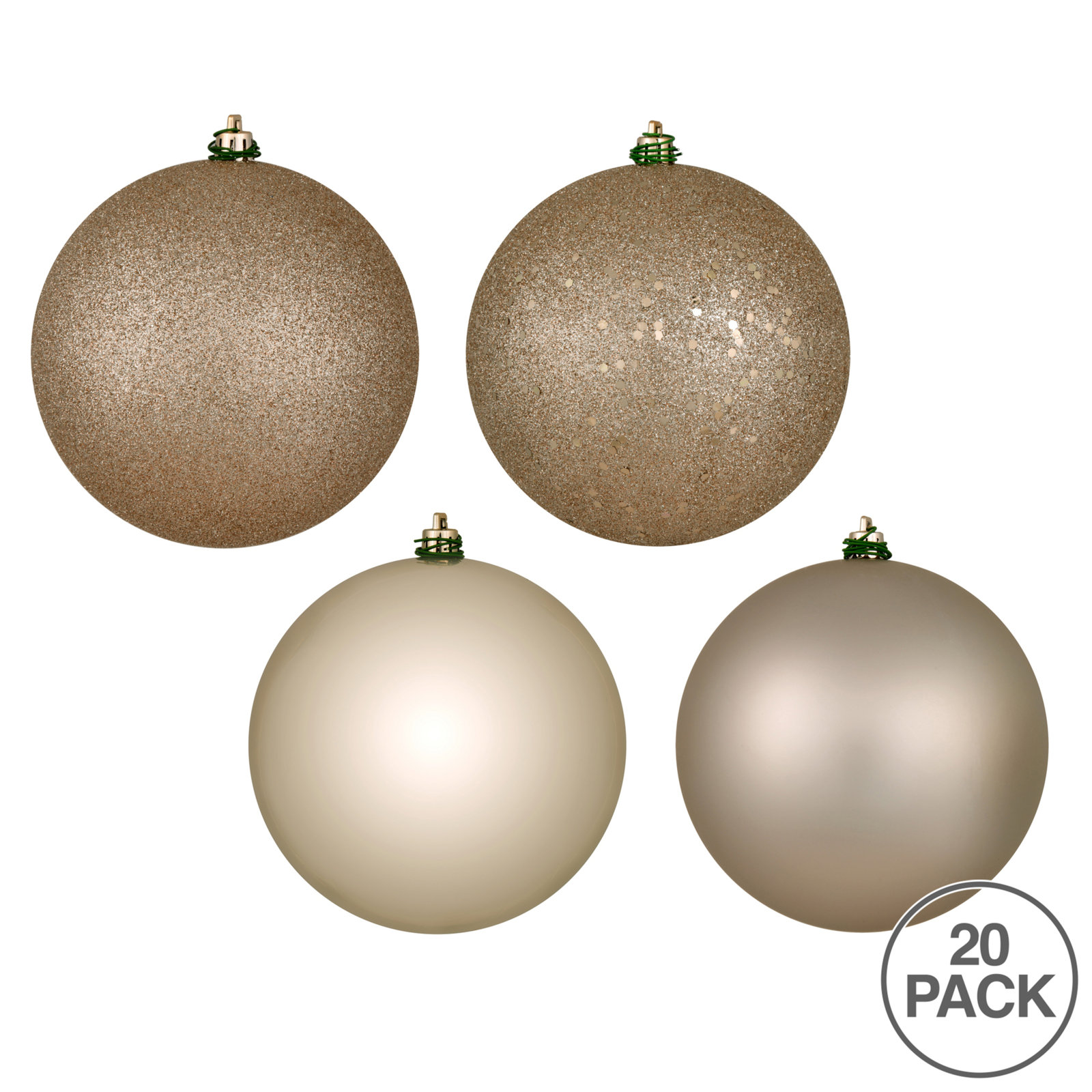 Holiday Décor Ball Ornament, 20, Oat, 2.75" H x 2.75" W x 2.75" D