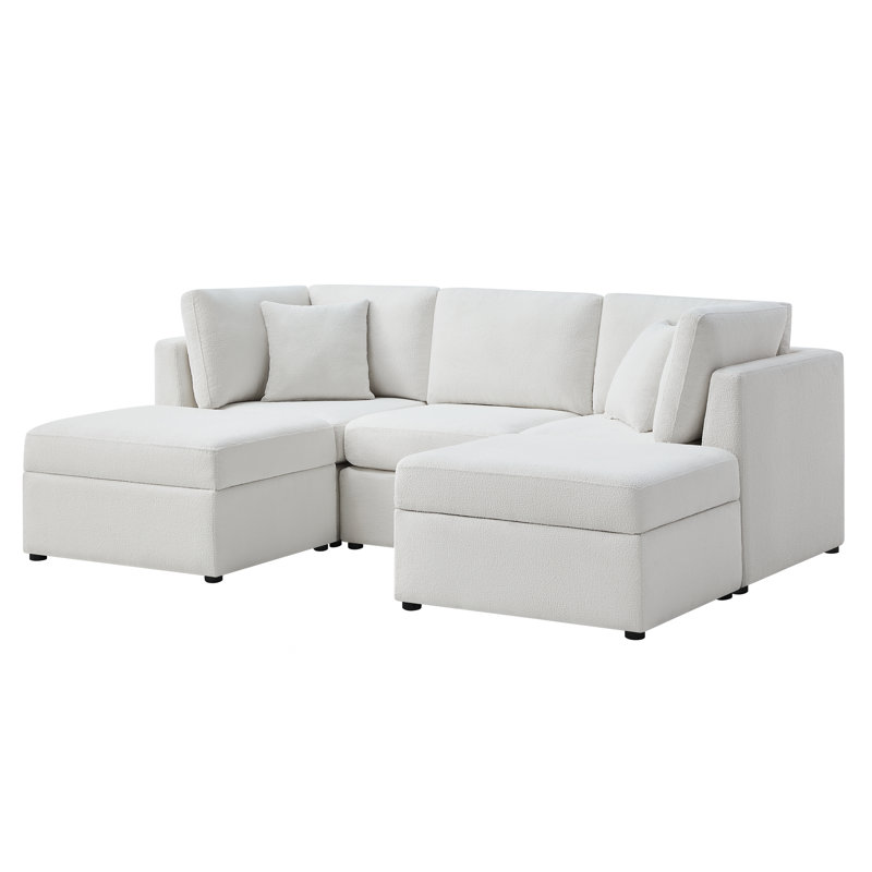 Mchargue Chandler 5-Piece XL Chofa, Ivory Polyester