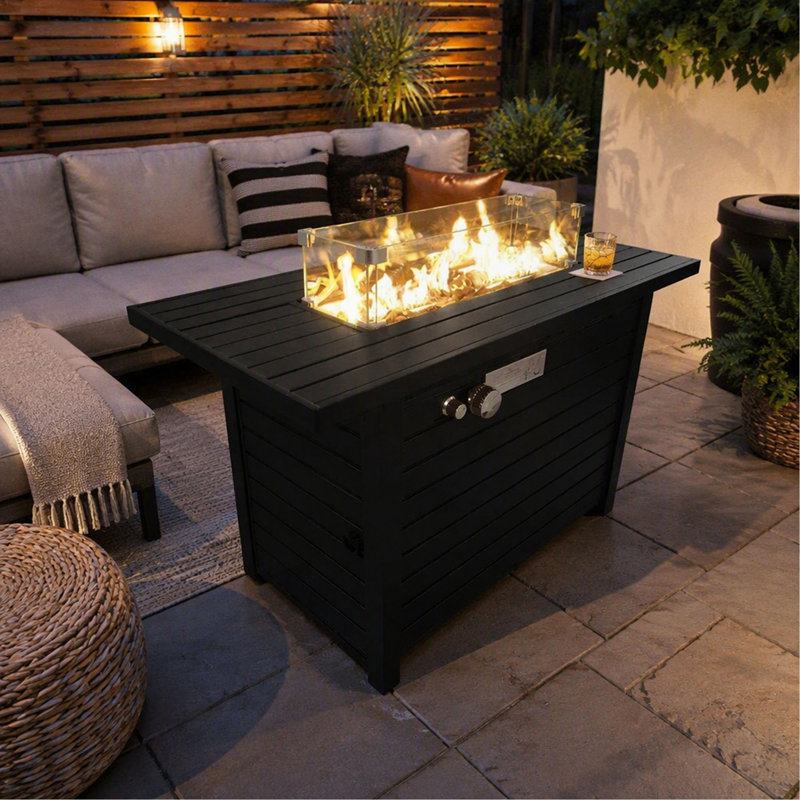 Table de foyer au propane en acier 24 pouces avec couvercle pour patio et jardin