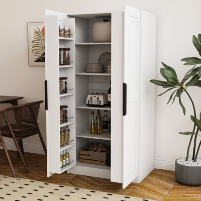 Armoire de cuisine autoportante blanche de 61,99 po avec portes - offrant un espace de rangement et d'organisation supplémentaire pour votre maison