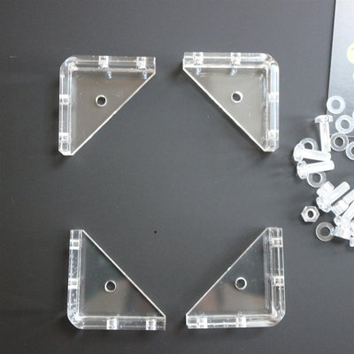 V3, 5mm thickness, Corner Brackets, Clear Transparent Perspex Acrylic + 20x M5 Bolts, Clear Right Angle Bracket, Corner