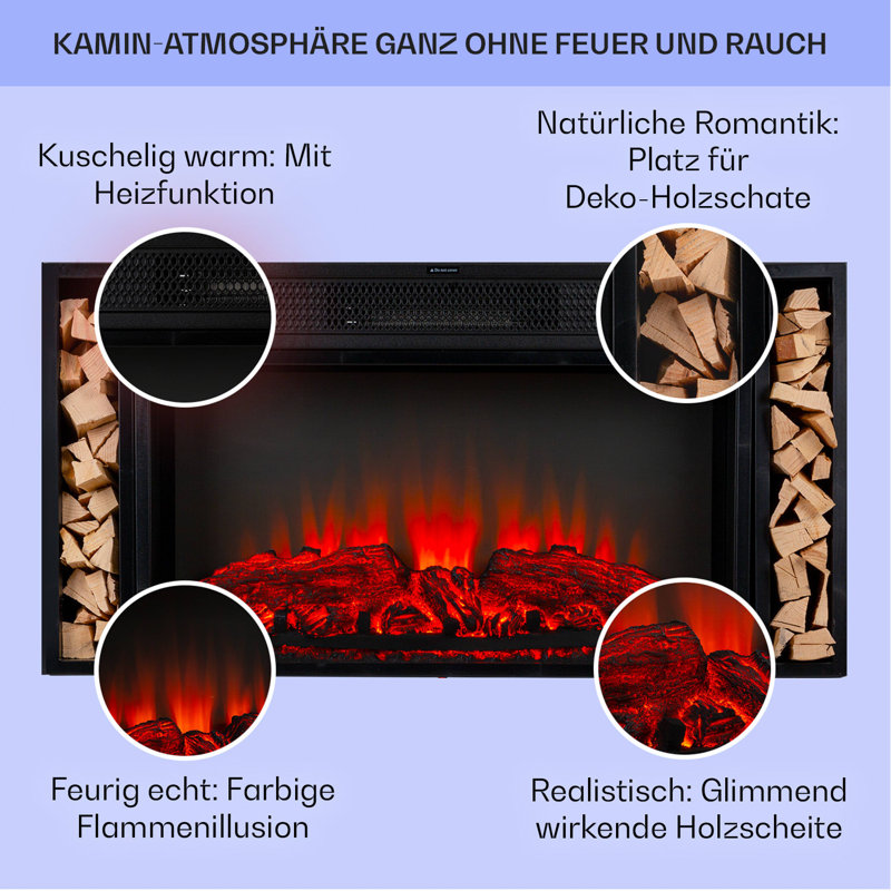 Klarstein 90cm W Black Electric Fireplace