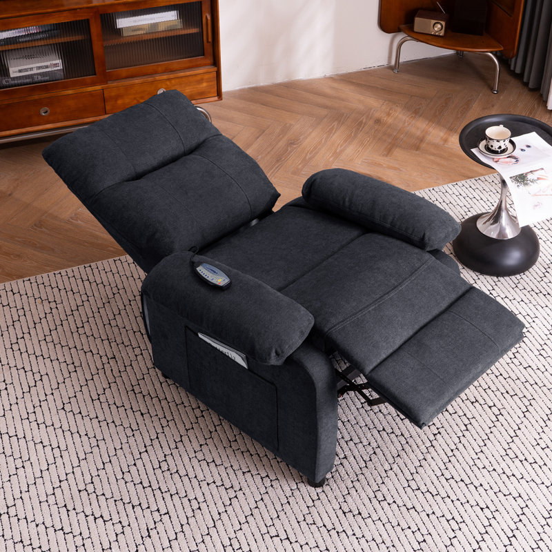 160° Recliner Chair For Elderly Seniors-Power Reclining Chair With 8-Point Massage & Heating, Soft Chenille Fabric, Remote Control & Side Storage Pockets