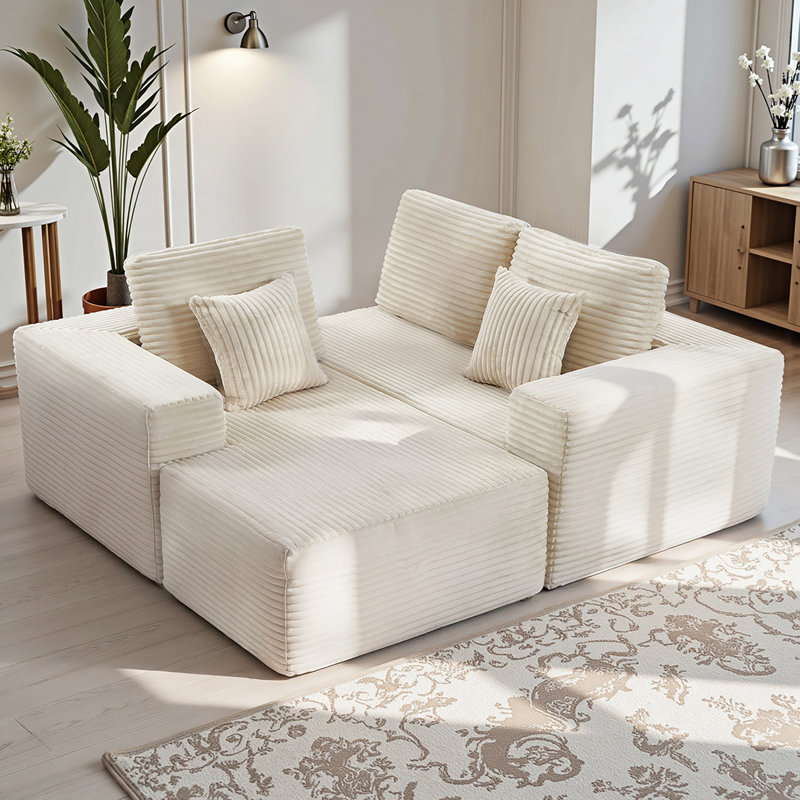 2 - Piece Upholstered Sectional With Pillow, No Assembly Required Sleeper Sofa, 108.3" Free Combination Sofa Bed For Living Room