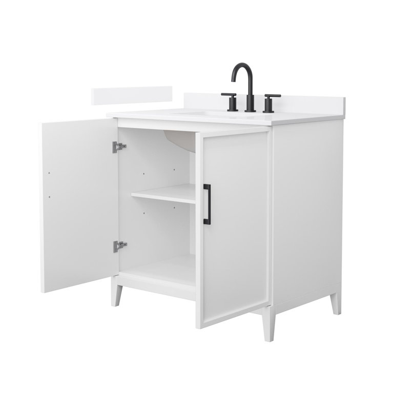 Elan 36'' W Vanity, White, Matte Black, 8" Center