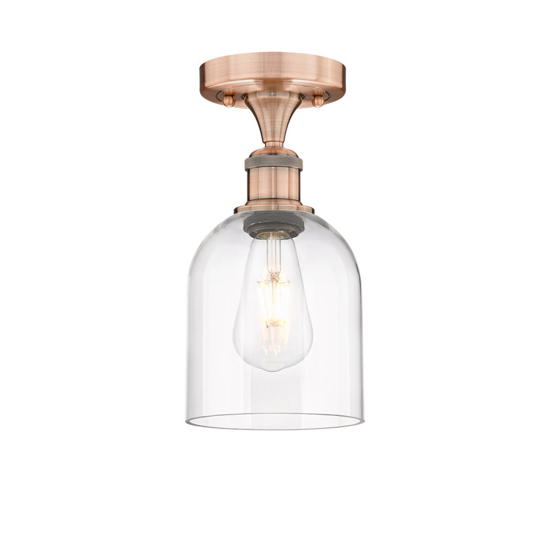 Edison - Allysson - 1 Light 6" Semi-Flush Mount - Seedy Shade, Polished Nickel, Clear