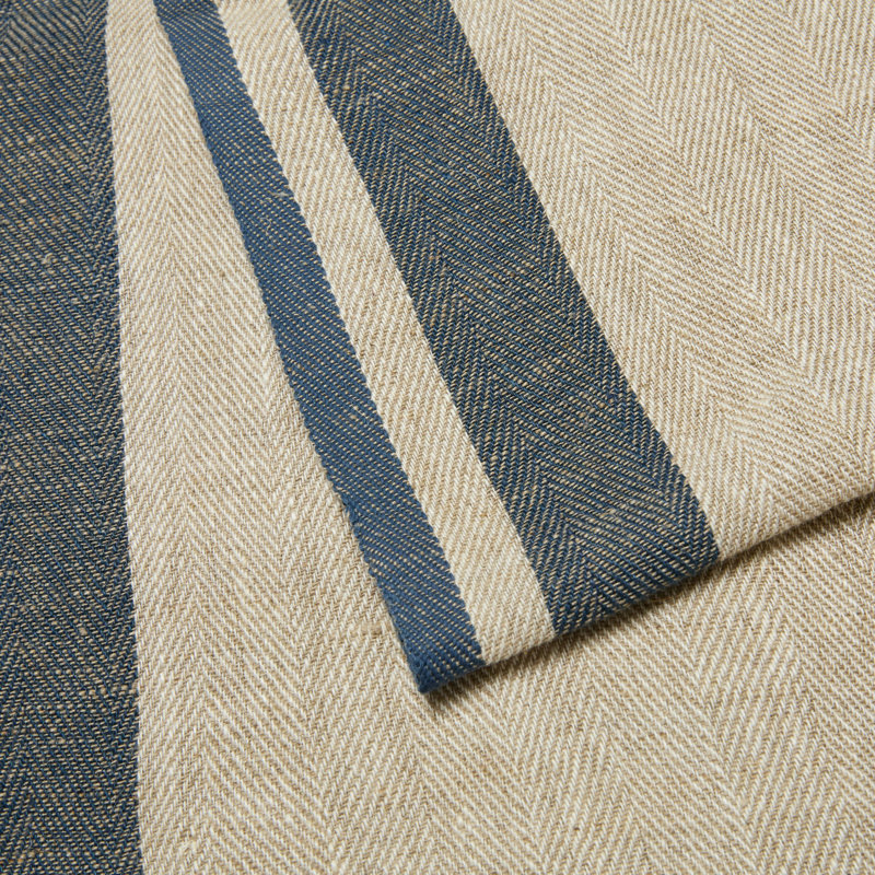 Gordes Handmade Striped Table Runner, Blue/Natural, 72" L x 20" W
