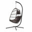 Fauteuil à œufs avec coussin gris foncé et support