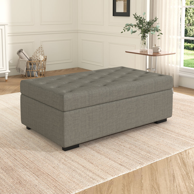 Repose-pieds pliant avec matelas en mousse à mémoire de forme et capitonnage, Gris