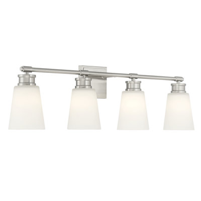 Luminaire pour meuble-lavabo de salle de bain 4 lumières Meridian en nickel brossé