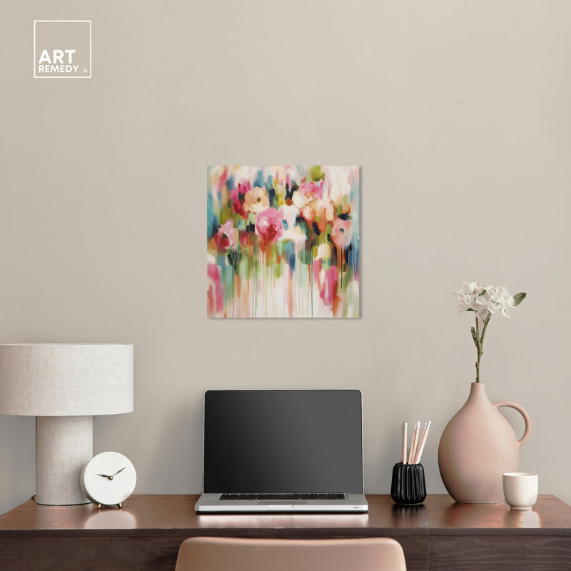 Colorful Abstract Floral Canvas Wall Art, 16" x 16"