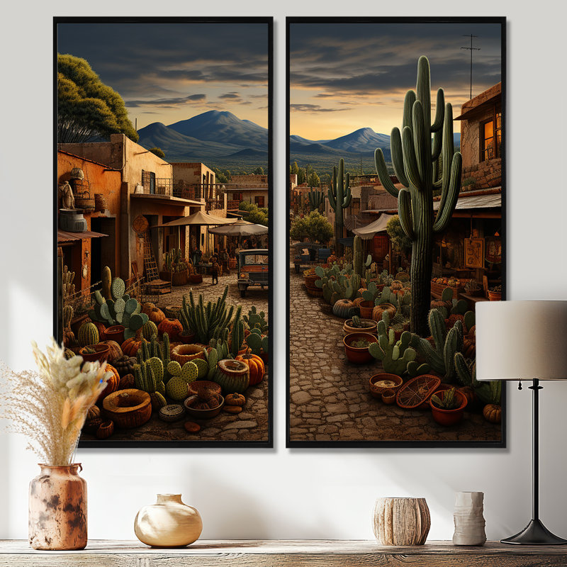 «Mexico Market Day I - Green Global», art mural, H 20 po x l 24 po, Reproduction encadrée sans passe-partout, Noir