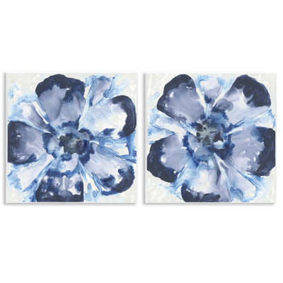 Ensemble de 2 plaques murales Blue Glass Blossoms, design par June Erica Vess
