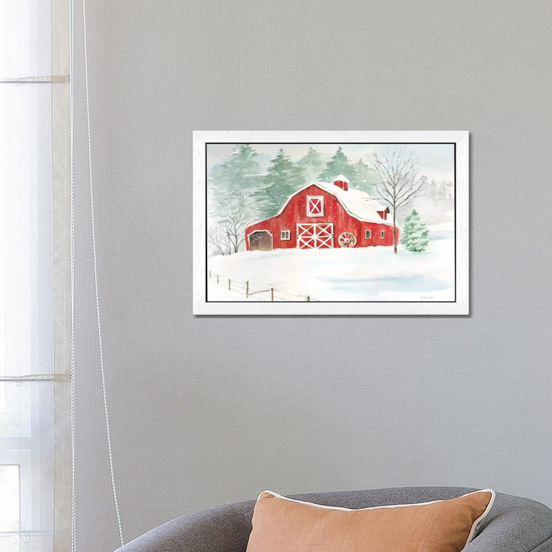 Winter Farmhouse by Cynthia Coulter - Print on Canvas, White Floater Framed, 101.6 cm H x 66.04 cm W