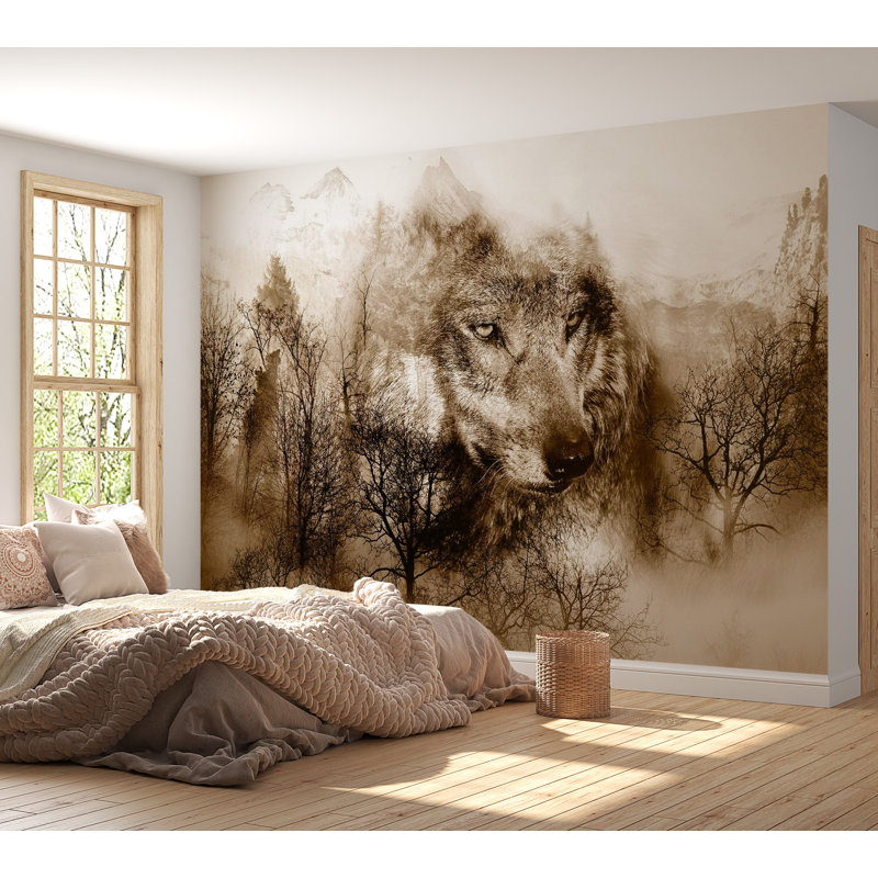 Adhésif mural pelez et collez - brun prédateur des montagnes, L 77 po x L 55 po
