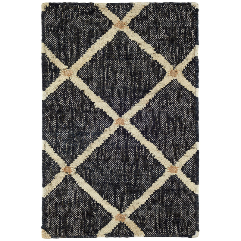 Kali Black Handwoven Jute Rug, Rectangle 3' x 5'