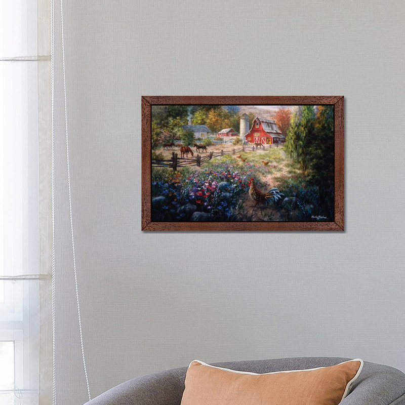 Grazing The Fertile Farmland by Nicky Boehme - Floater Frame Painting on Canvas, 152.5 cm H x 101.5 cm W, Brown