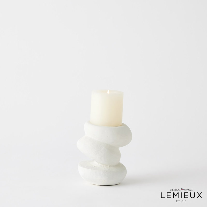 Pradier Candle Holder-White-Sm