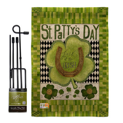 "st patrick" , impression en polyester de 2 côtés 18,5 x 13 po ensemble de drapeau