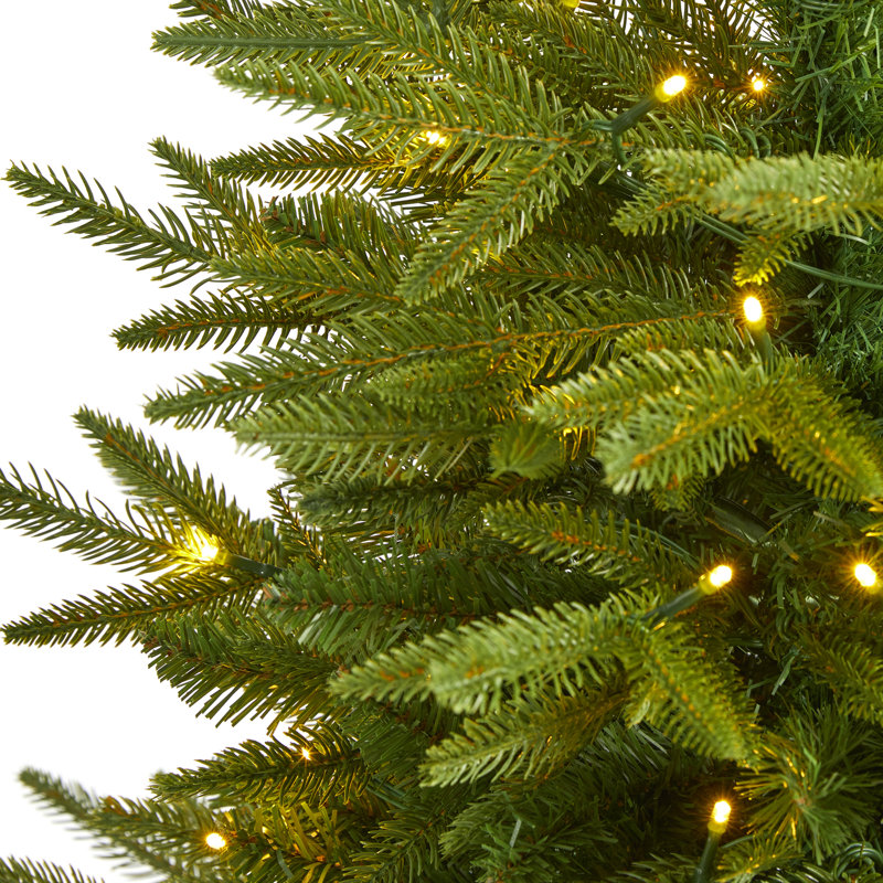 Green Lighted Artificial Fir Christmas Tree, 4' H
