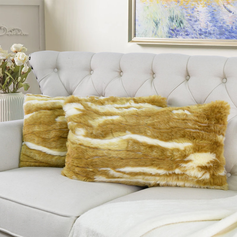 Abstract Rectangular Cushion Cover, Amber Gold