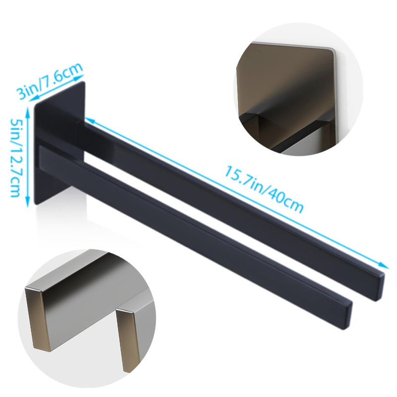 Ceara 7.6cm Wall Towel Bar, Satin Black
