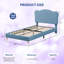 Structure de lit simple tapissier plateforme - tête de lit réglable festonnée, lattes de bois robustes, sans bruit, assemblage facile, pas besoin de boîte de printemps, joli design moderne en velours - bleu clair-1037841719