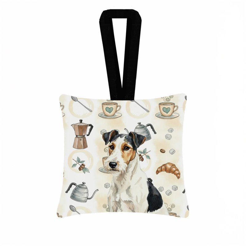 Ornement carré en tissu Smooth Fox Terrier, Fox terrier au poil lisse