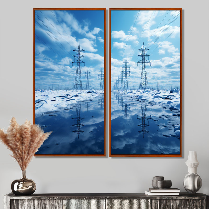 Lignes électriques - Horizons électriques I - Grandes impressions sur toile, 40" H x 40" W, Brown