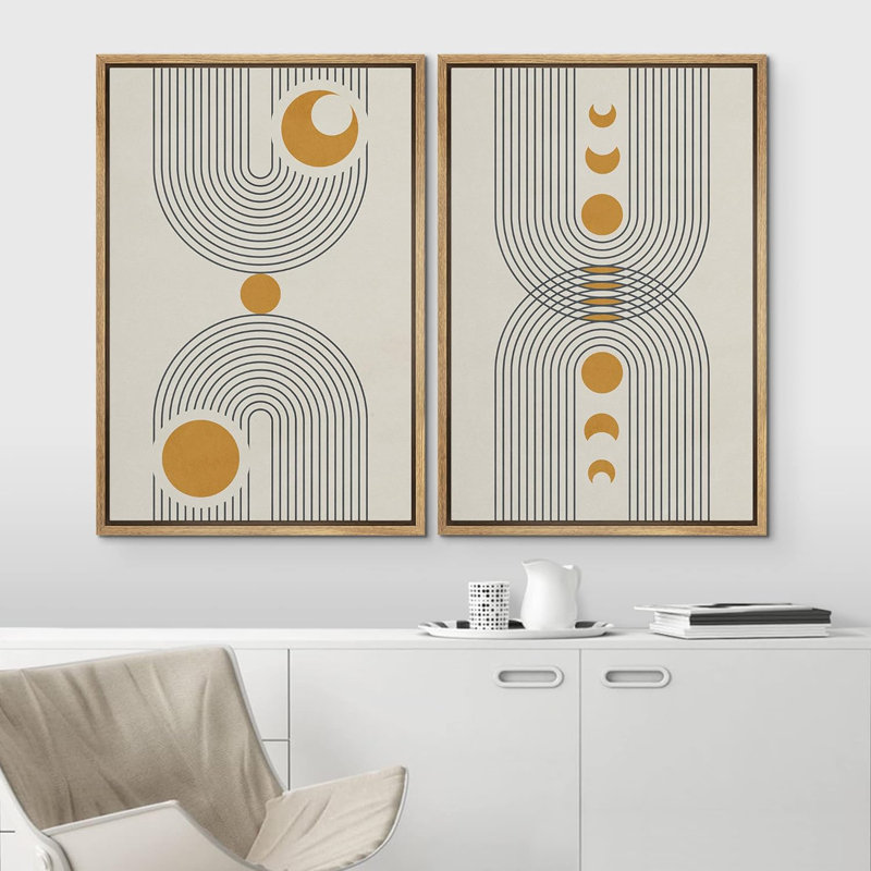 Mid-Century moderne bohème 2 pièces, Naturel, H 24 po x l 32 po