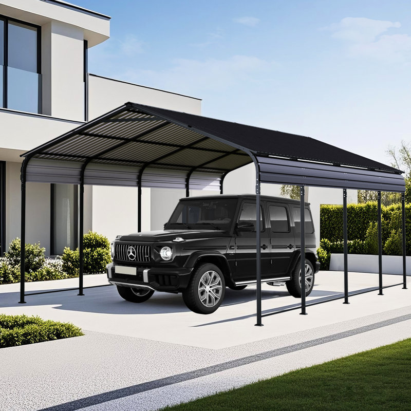 Abri d'auto robuste en métal de 12 pi x 20 pi avec toit en acier galvanisé, stable et pour salons de voiture