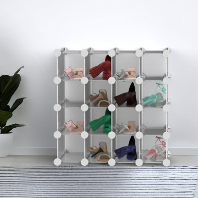 Cube Organizer- 16 Cube Shelves with Interlocking, Customizable, Stackable Modular Cubby Shelving for Organization and Storage by Lavish Home