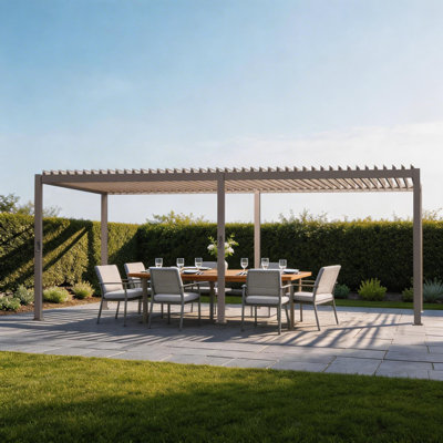 Metal Frame Freestanding Patio Pergola Outdoor Louvered Roof Pergola for Patio