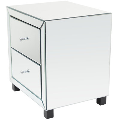 Table d'appoint 2 tiroirs en verre