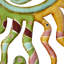 Décoration murale en métal multicolore avec motifs abstraits