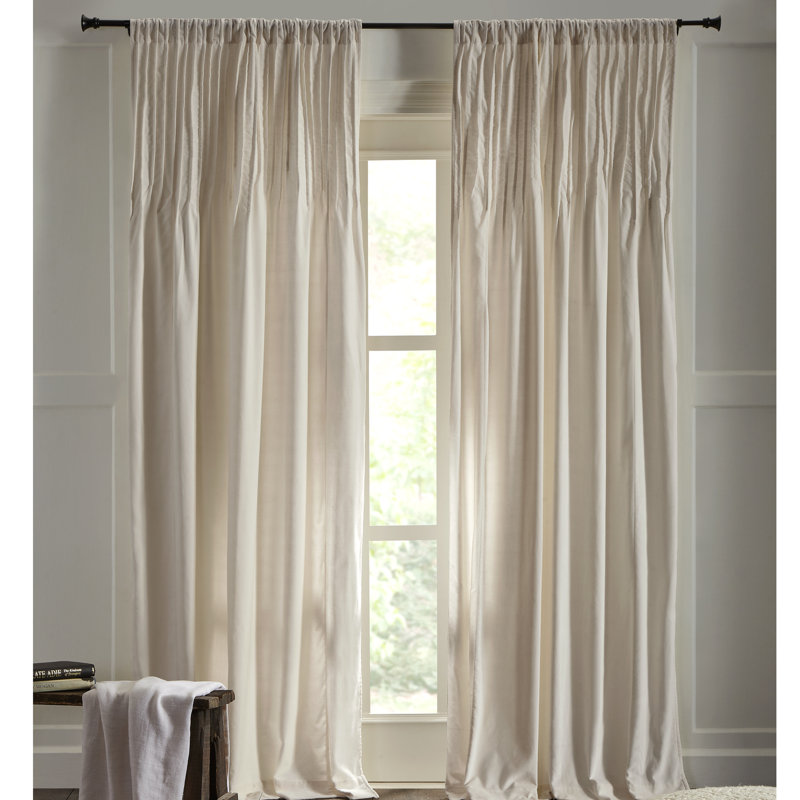 Decala Cotton Semi Sheer Curtain Single Panel, 50" W x 96" L, Ivory