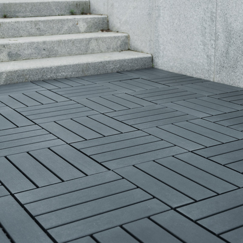 12'' x 12'' Plastic Interlocking Deck Tiles, Gray