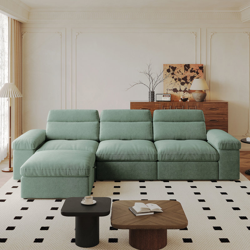 Comfortable And Functional Cotton And Linen Combination Sofa With Adjustable Down Backrest, Storage Space, Suitable For Living Rooms And Bedrooms