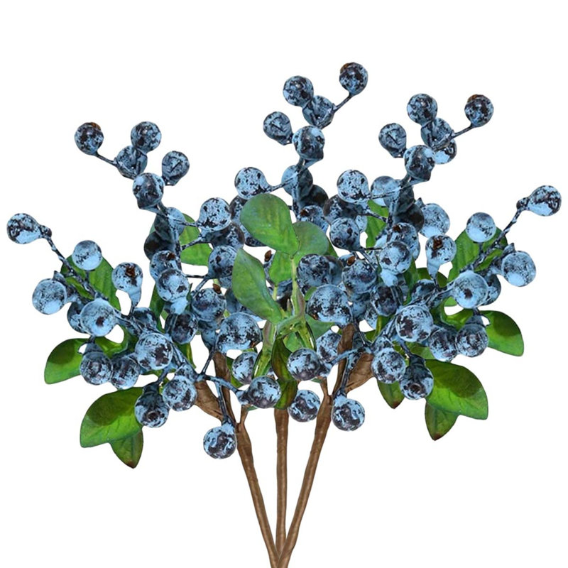 6 pièces de bleuets artificiels en plastique fausses baies de fleurs artificielles de bleuet pour décoration de fête de mariage à domicile