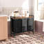 Wood Rolling Laundry Basket with Handles-957846802