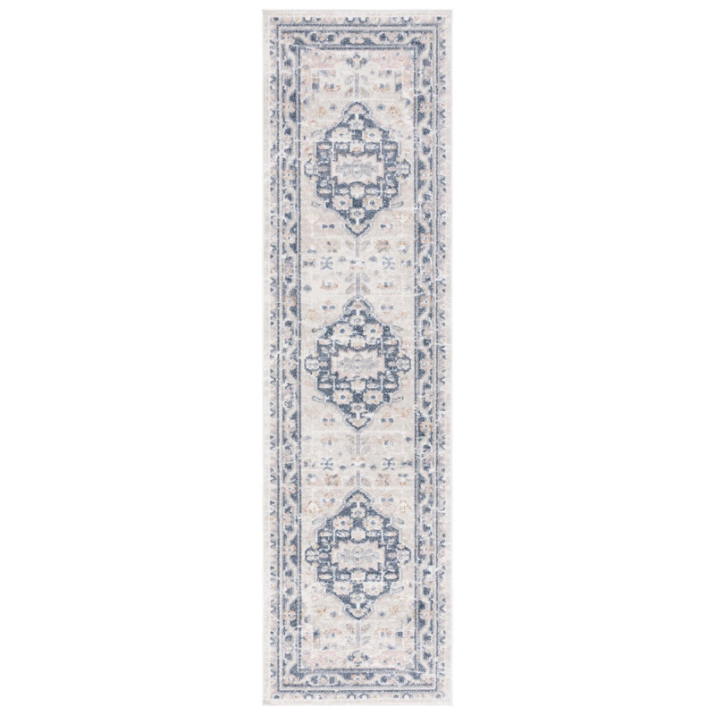 Hulme Oriental Area Rug in Beige/Navy, Runner 2'2" x 8'