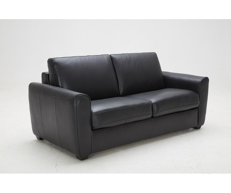 Canapé-lit à accoudoirs carrés en cuir véritable 74,8 po Lenahan