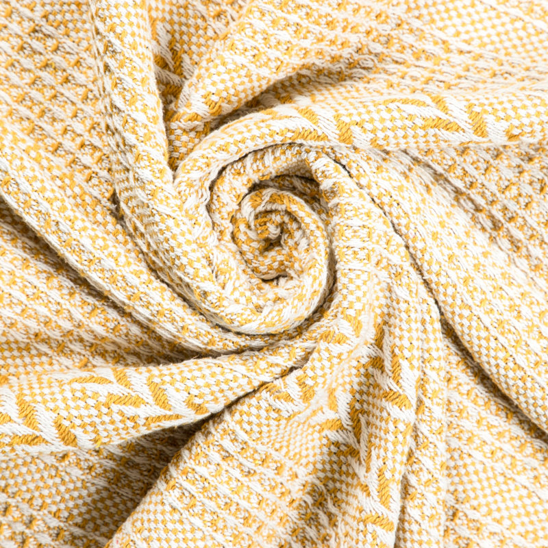 Jeté 100% coton, Jaune / Blanc