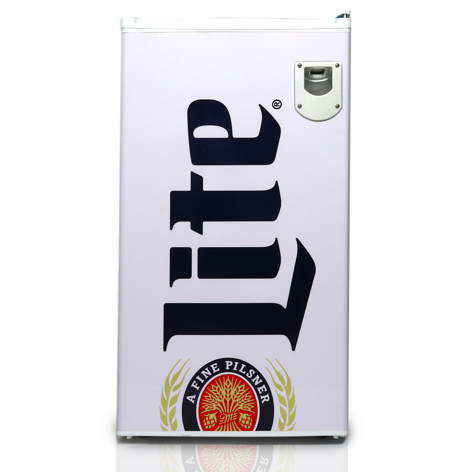 Miller Light 3.2 Cu. Ft. Mini Fridge with Built-In Bottle Opener, Compact Refrigerator for Dorm Room, Office & Bedroom, Freestanding Beverage Refriger | Fridge.com