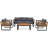 Large Size 4-Pieces Outdoor Furniture Sofa For 5 Person Conversation Set, Garden Sofa Set-6886956